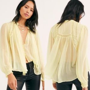 NWT Free People Long Live Love Sheer Blouse Z25-2